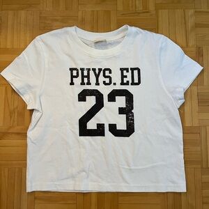 Ardene White "PHYS. ED 23" Cropped Graphic Tee